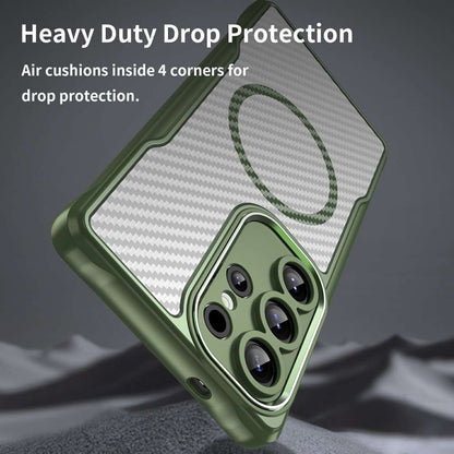 Hybrid Hülle für Samsung Galaxy S25 ULTRA Carbon MagSafe Shockproof TPU Cover