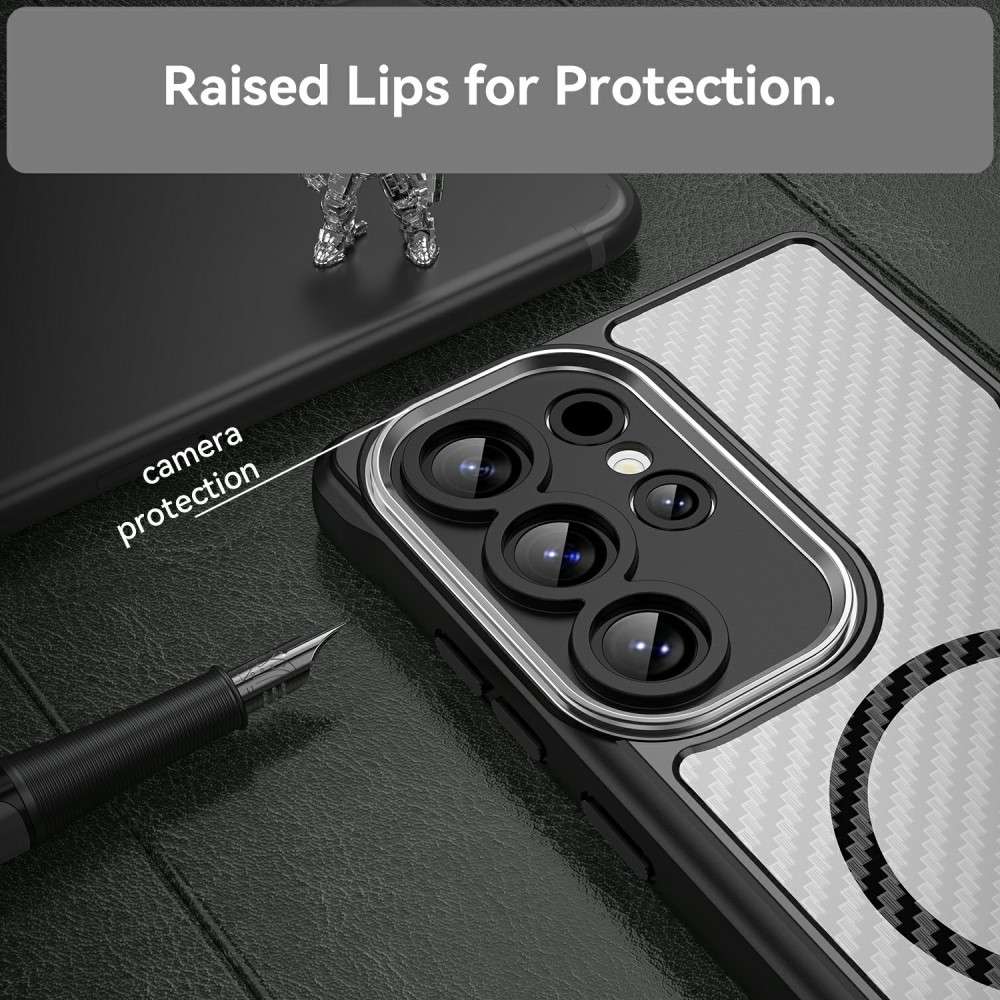 Hybrid Hülle für Samsung Galaxy S25 ULTRA Carbon MagSafe Shockproof TPU Cover