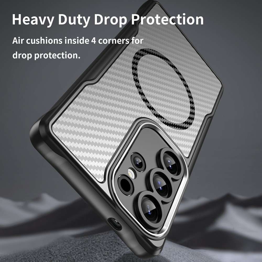 Hybrid Hülle für Samsung Galaxy S25 ULTRA Carbon MagSafe Shockproof TPU Cover