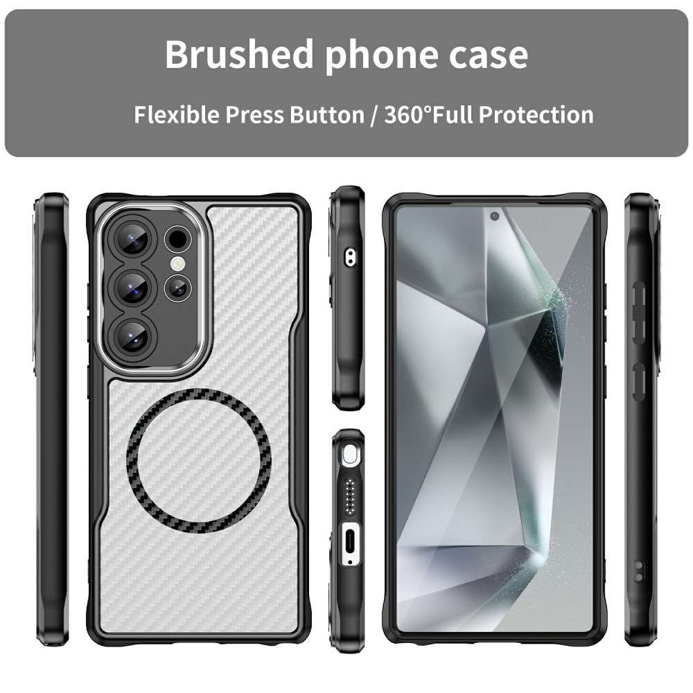 Hybrid Hülle für Samsung Galaxy S25 ULTRA Carbon MagSafe Shockproof TPU Cover