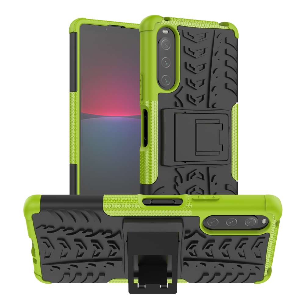 Outdoor Hülle für Sony Xperia 10 IV Tire Rutschfest Kickstand PC TPU Cover Case