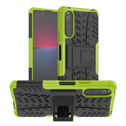 Outdoor Hülle für Sony Xperia 10 IV Tire Rutschfest Kickstand PC TPU Cover Case
