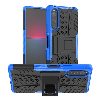 Outdoor Hülle für Sony Xperia 10 IV Tire Rutschfest Kickstand PC TPU Cover Case