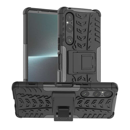Outdoor Hülle für Sony Xperia 1 V Tire Rutschfest Kickstand PC TPU Cover Case