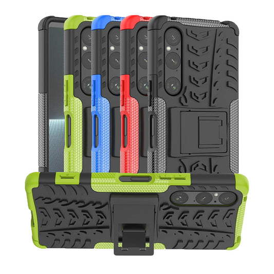 Outdoor Hülle für Sony Xperia 1 V Tire Rutschfest Kickstand PC TPU Cover Case