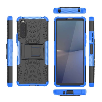 Outdoor Hülle für Sony Xperia 10 V Tire Rutschfest Kickstand PC TPU Cover Case