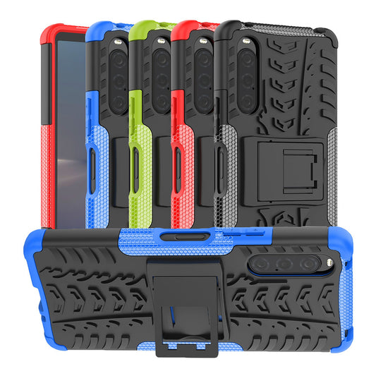 Outdoor Hülle für Sony Xperia 10 V Tire Rutschfest Kickstand PC TPU Cover Case