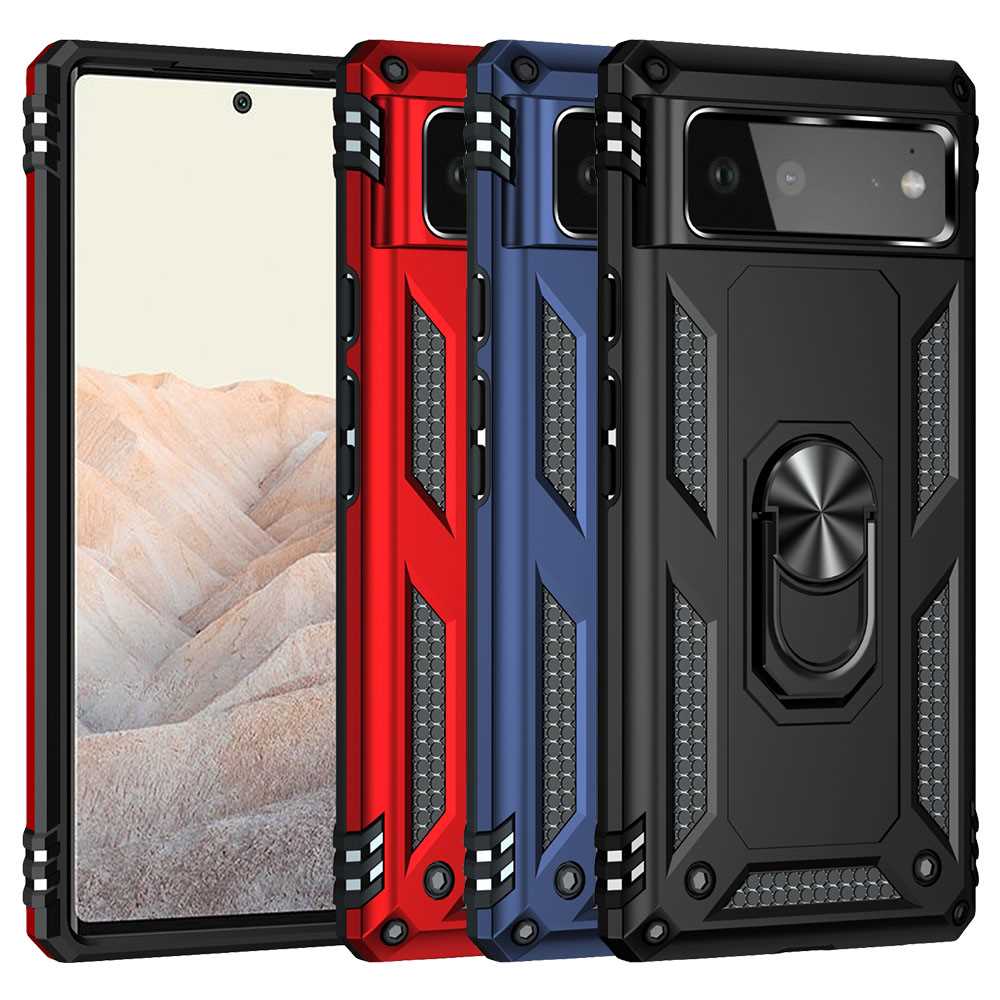 Outdoor Case für GOOGLE PIXEL 6 Hybrid Sergeant Armor Metall Ring Hülle Cover