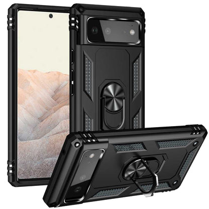 Outdoor Case für GOOGLE PIXEL 6 Hybrid Sergeant Armor Metall Ring Hülle Cover