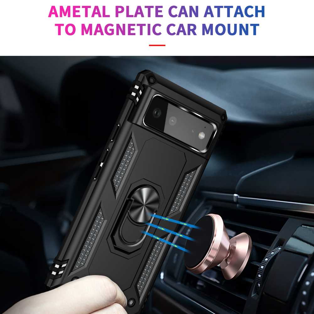Outdoor Case für GOOGLE PIXEL 6 Hybrid Sergeant Armor Metall Ring Hülle Cover