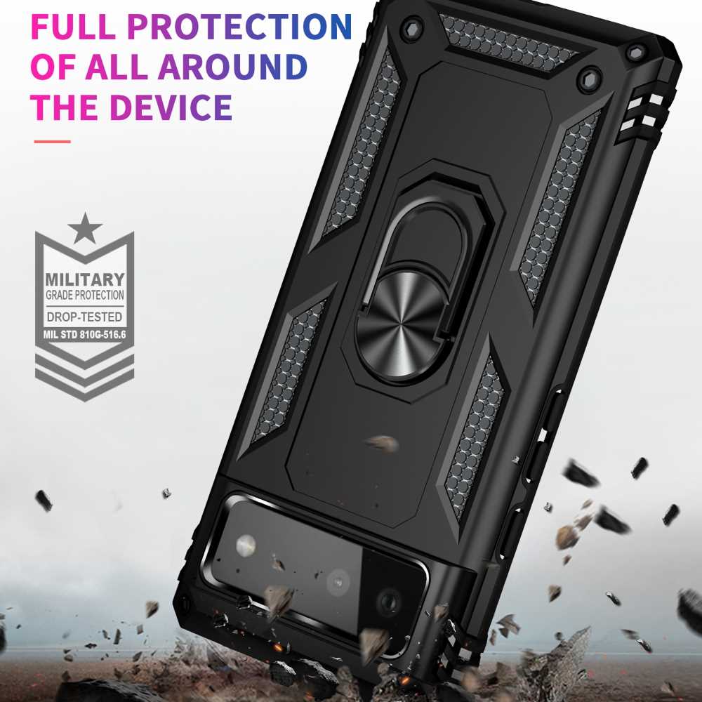 Outdoor Case für GOOGLE PIXEL 6 Hybrid Sergeant Armor Metall Ring Hülle Cover