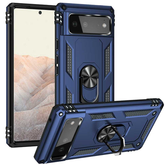 Outdoor Case für GOOGLE PIXEL 6 Hybrid Sergeant Armor Metall Ring Hülle Cover