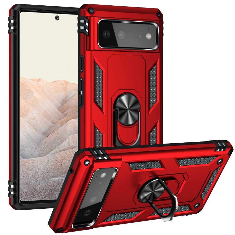 Outdoor Case für GOOGLE PIXEL 6 Hybrid Sergeant Armor Metall Ring Hülle Cover