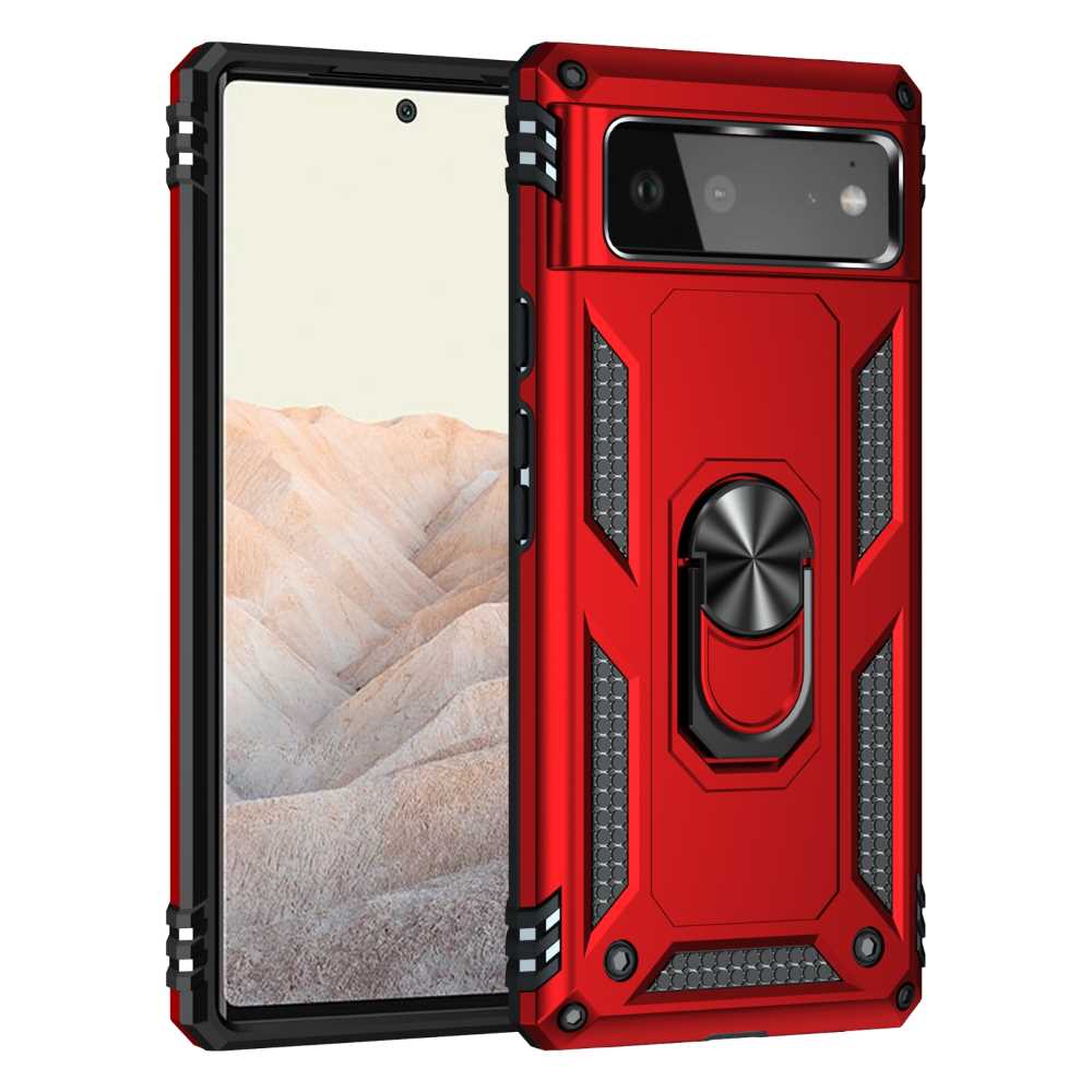 Outdoor Case für GOOGLE PIXEL 6 Hybrid Sergeant Armor Metall Ring Hülle Cover