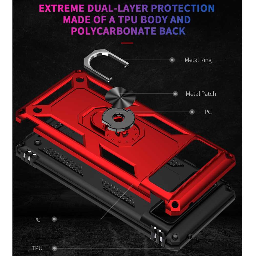 Outdoor Case für GOOGLE PIXEL 6 Hybrid Sergeant Armor Metall Ring Hülle Cover