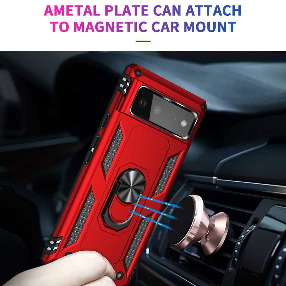 Outdoor Case für GOOGLE PIXEL 6 Hybrid Sergeant Armor Metall Ring Hülle Cover