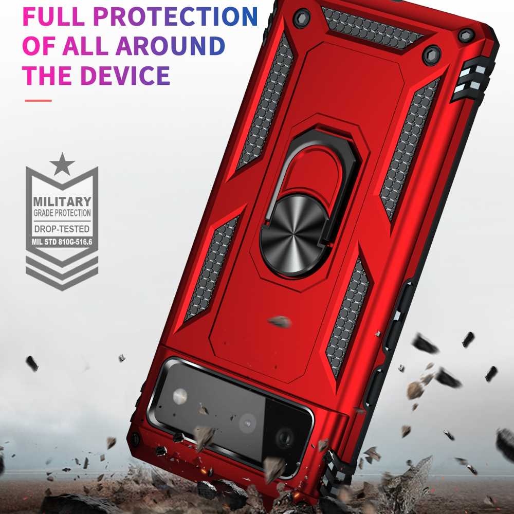 Outdoor Case für GOOGLE PIXEL 6 Hybrid Sergeant Armor Metall Ring Hülle Cover