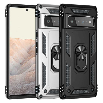 Outdoor Case für GOOGLE PIXEL 6 PRO Hybrid TPU Sergeant Armor Metall Ring Hülle