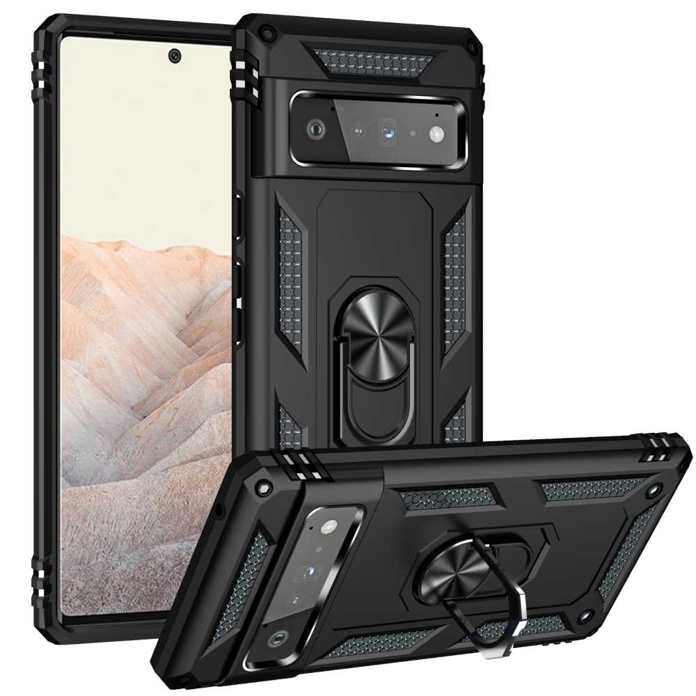 Outdoor Case für GOOGLE PIXEL 6 PRO Hybrid TPU Sergeant Armor Metall Ring Hülle