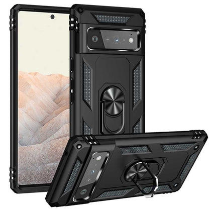 Outdoor Case für GOOGLE PIXEL 6 PRO Hybrid TPU Sergeant Armor Metall Ring Hülle