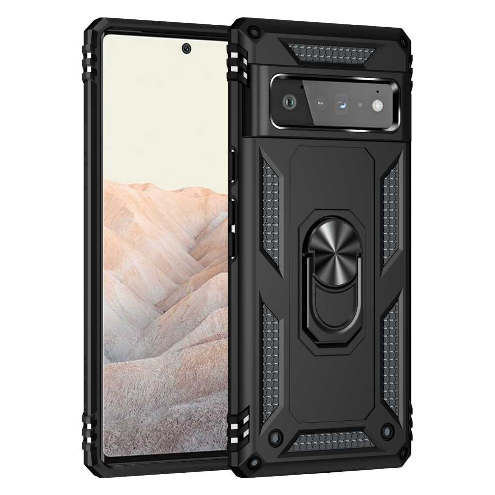 Outdoor Case für GOOGLE PIXEL 6 PRO Hybrid TPU Sergeant Armor Metall Ring Hülle