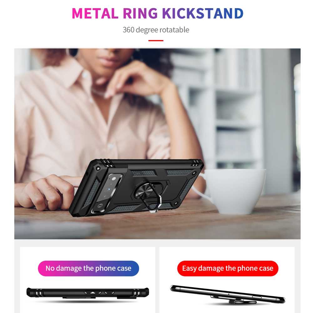 Outdoor Case für GOOGLE PIXEL 6 PRO Hybrid TPU Sergeant Armor Metall Ring Hülle
