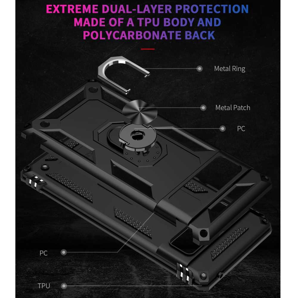 Outdoor Case für GOOGLE PIXEL 6 PRO Hybrid TPU Sergeant Armor Metall Ring Hülle