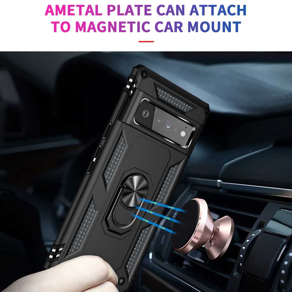 Outdoor Case für GOOGLE PIXEL 6 PRO Hybrid TPU Sergeant Armor Metall Ring Hülle