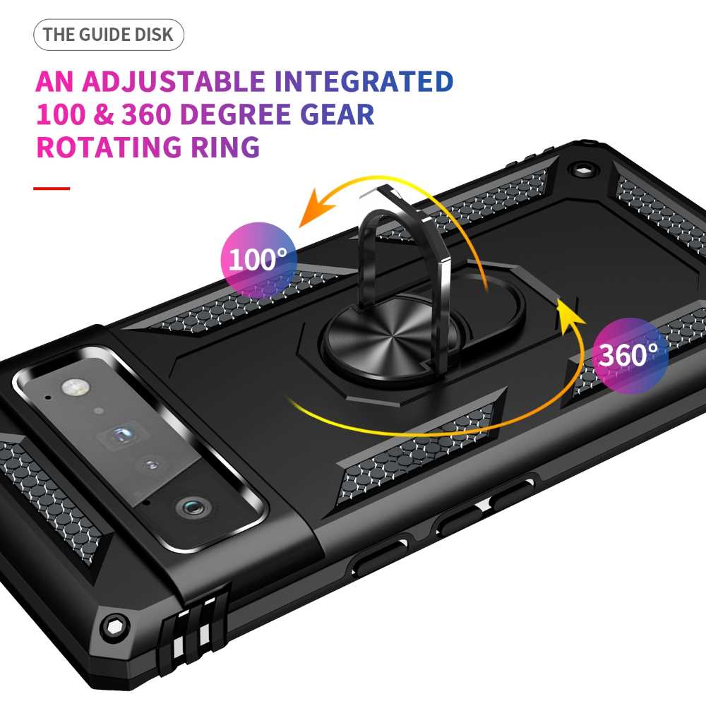 Outdoor Case für GOOGLE PIXEL 6 PRO Hybrid TPU Sergeant Armor Metall Ring Hülle