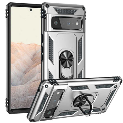 Outdoor Case für GOOGLE PIXEL 6 PRO Hybrid TPU Sergeant Armor Metall Ring Hülle