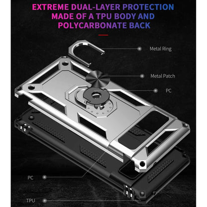 Outdoor Case für GOOGLE PIXEL 6 PRO Hybrid TPU Sergeant Armor Metall Ring Hülle