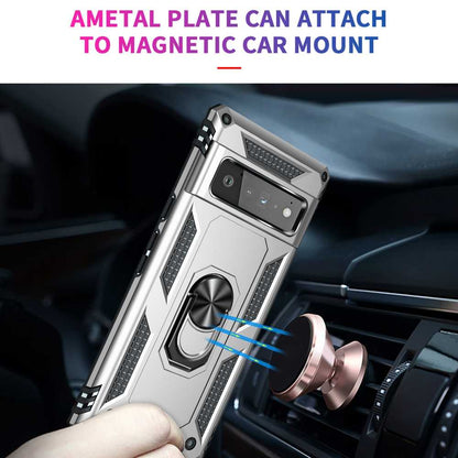 Outdoor Case für GOOGLE PIXEL 6 PRO Hybrid TPU Sergeant Armor Metall Ring Hülle