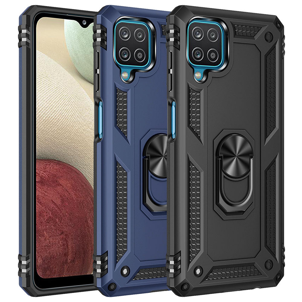 Outdoor Case für SAMSUNG GALAXY A12 TPU Hybrid Sergeant Armor Metall Ring Hülle
