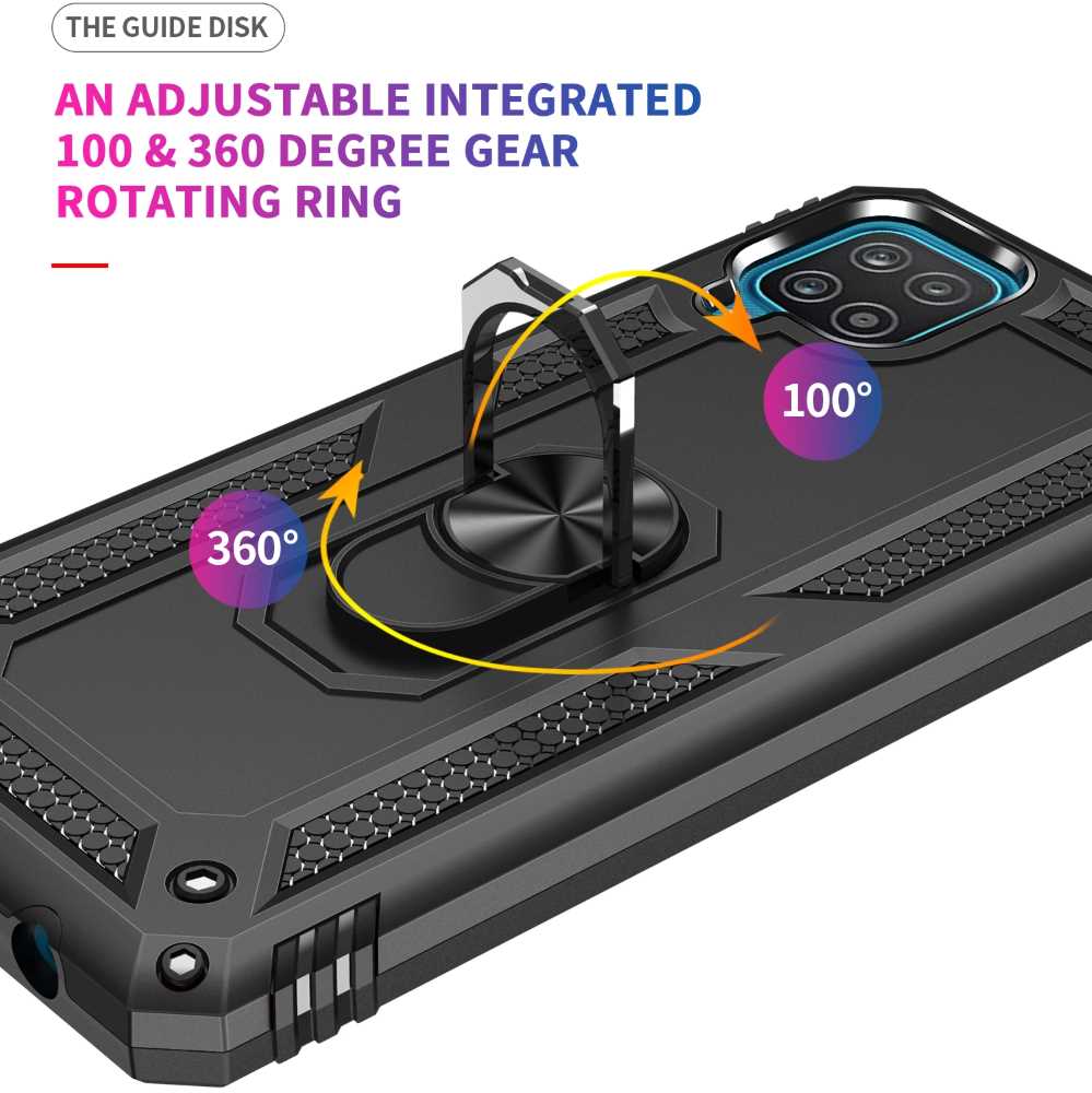 Outdoor Case für SAMSUNG GALAXY A12 TPU Hybrid Sergeant Armor Metall Ring Hülle
