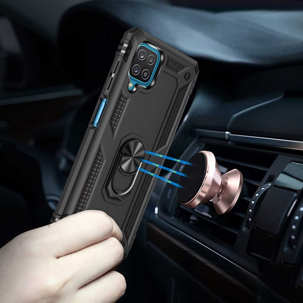 Outdoor Case für SAMSUNG GALAXY A12 TPU Hybrid Sergeant Armor Metall Ring Hülle