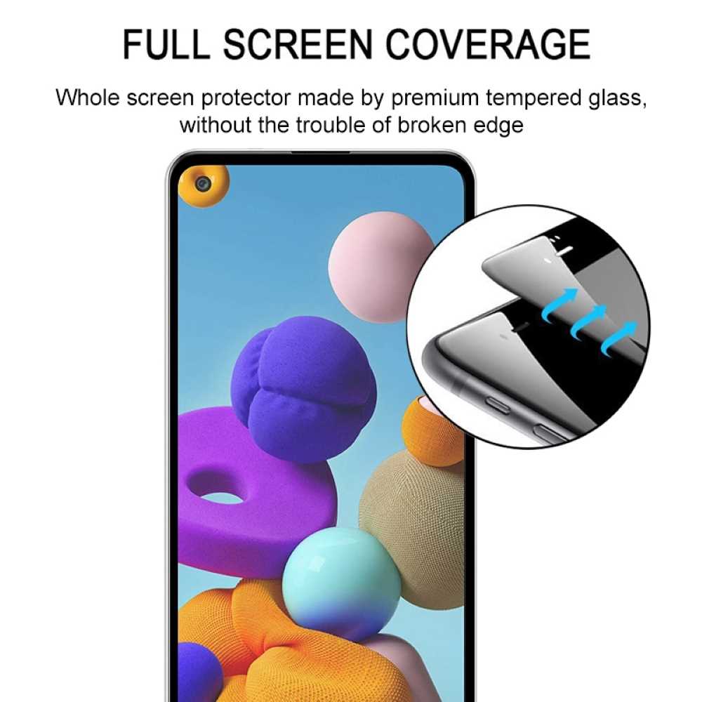 Schutzglas für SAMSUNG GALAXY A21s Full Cover Full Glue Tempered Glass Folie