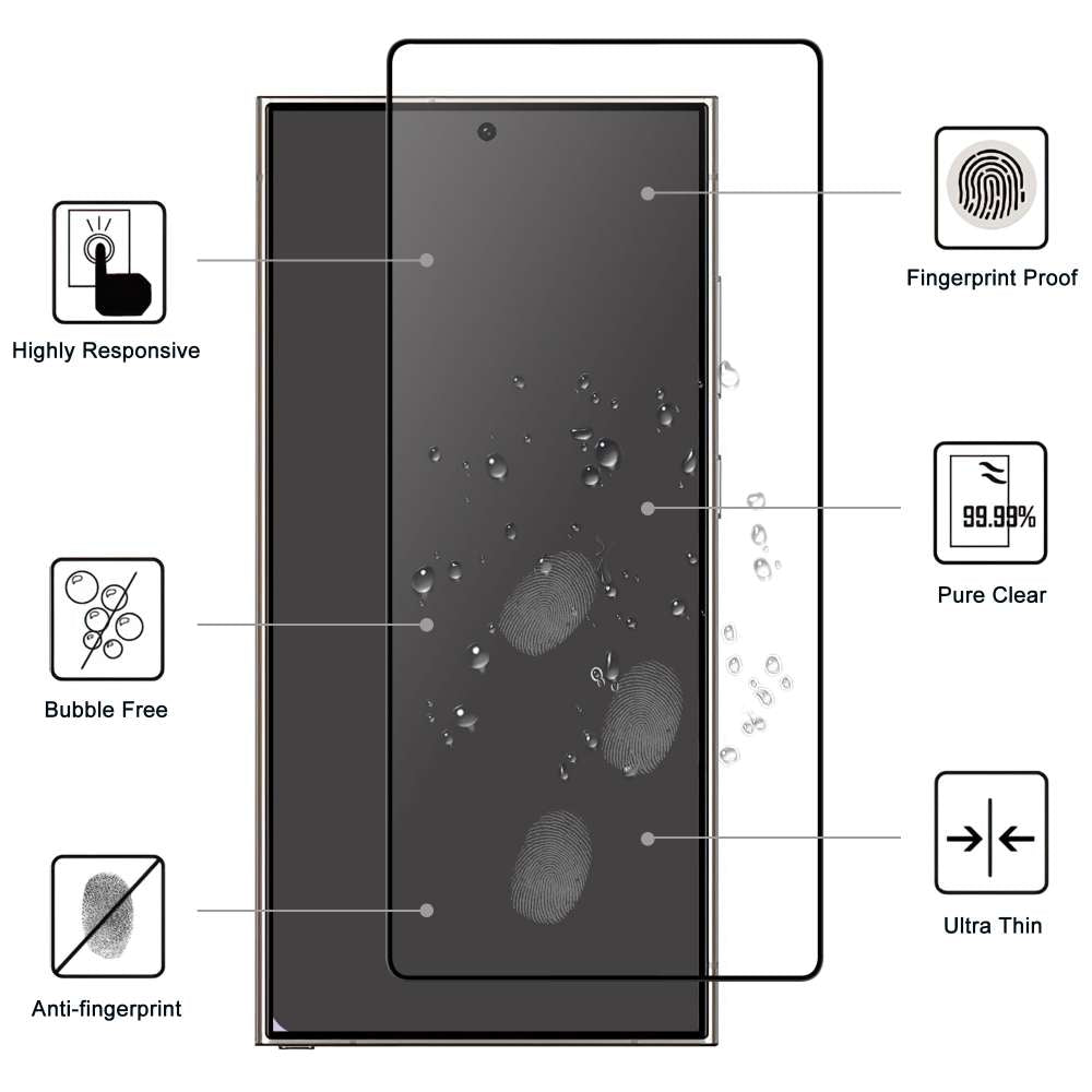 Schutzglas für Samsung Galaxy S25 ULTRA Full Cover Full Glue Tempered Glass