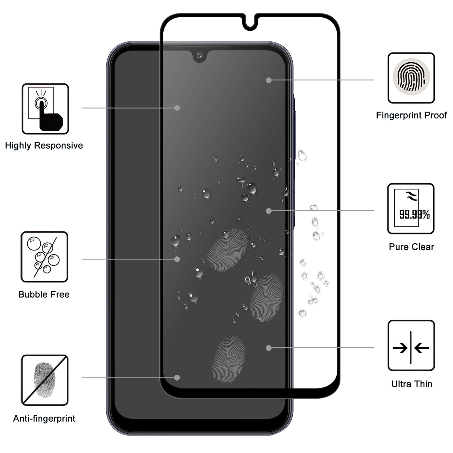 Schutzglas für Samsung Galaxy A26 Full Cover Full Glue Tempered Glass Folie Film