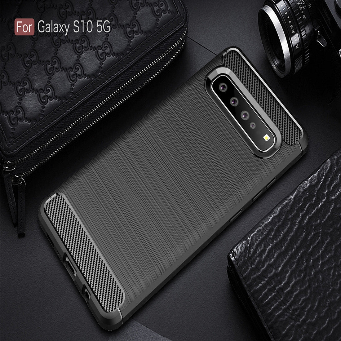 TPU Hülle für Samsung Galaxy S10 5G Carbon Fiber Skin Brushed Schutzcover Case