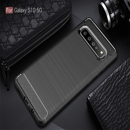 TPU Hülle für Samsung Galaxy S10 5G Carbon Fiber Skin Brushed Schutzcover Case