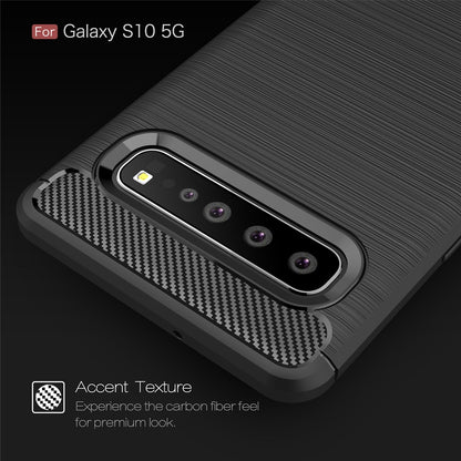 TPU Hülle für Samsung Galaxy S10 5G Carbon Fiber Skin Brushed Schutzcover Case