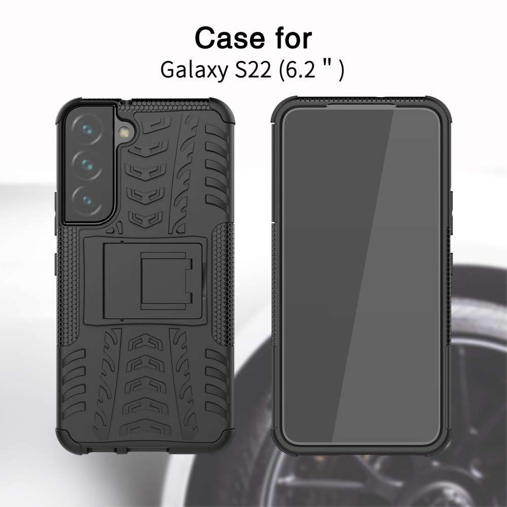 Outdoor Hülle für Samsung Galaxy S22 Tire Rutschfest Kickstand PC TPU Cover Case