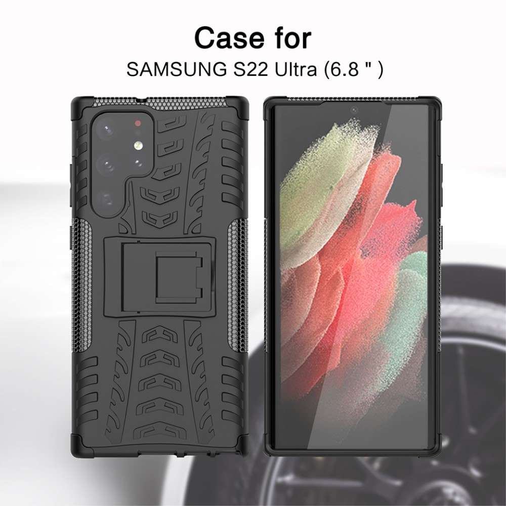 Outdoor Hülle für Samsung Galaxy S22 ULTRA Tire Rutschfest Stand PC TPU Case