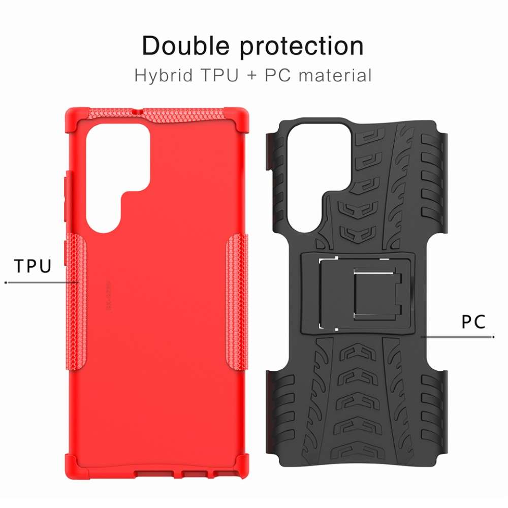 Outdoor Hülle für Samsung Galaxy S22 ULTRA Tire Rutschfest Stand PC TPU Case