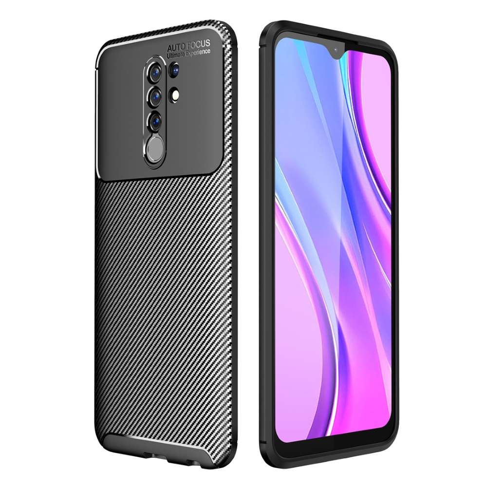 TPU Case für XIAOMI REDMI 9 Carbon Fiber Muster Shockproof Texture Hülle Cover