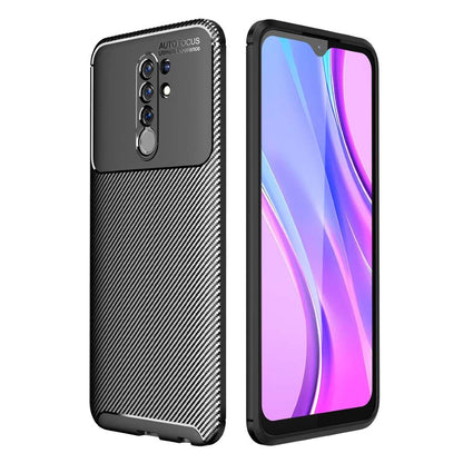 TPU Case für XIAOMI REDMI 9 Carbon Fiber Muster Shockproof Texture Hülle Cover