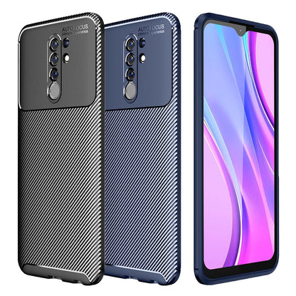 TPU Case für XIAOMI REDMI 9 Carbon Fiber Muster Shockproof Texture Hülle Cover