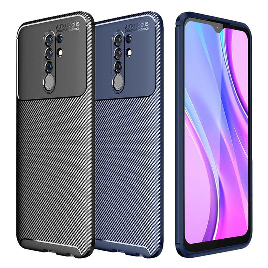TPU Case für XIAOMI REDMI 9 Carbon Fiber Muster Shockproof Texture Hülle Cover