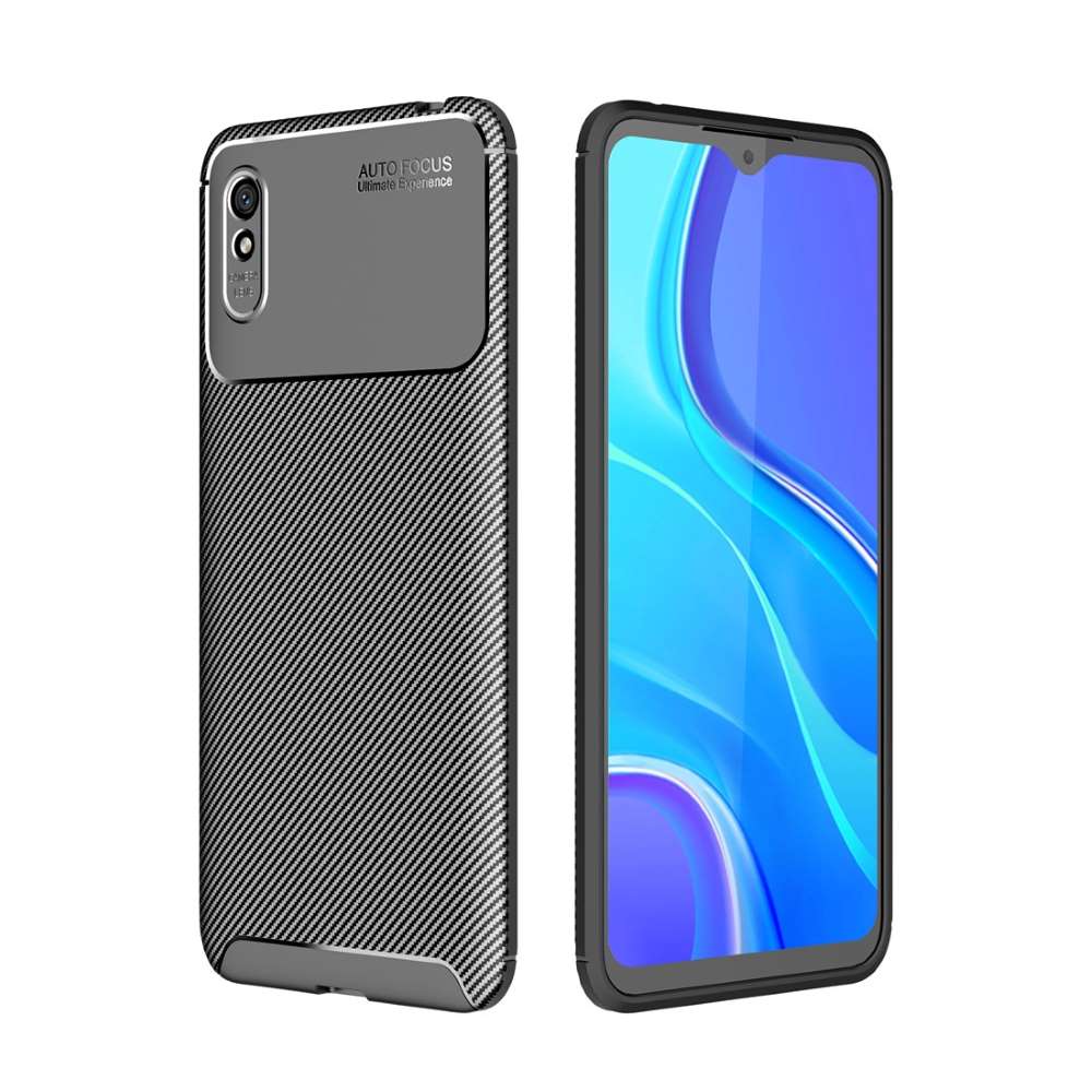 TPU Case für XIAOMI REDMI 9A Carbon Fiber Muster Shockproof Texture Hülle Cover