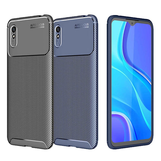 TPU Case für XIAOMI REDMI 9A Carbon Fiber Muster Shockproof Texture Hülle Cover